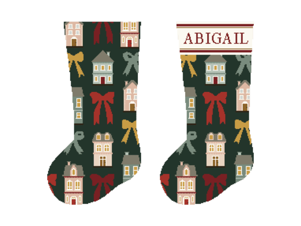 Houses & Bows Christmas Stocking