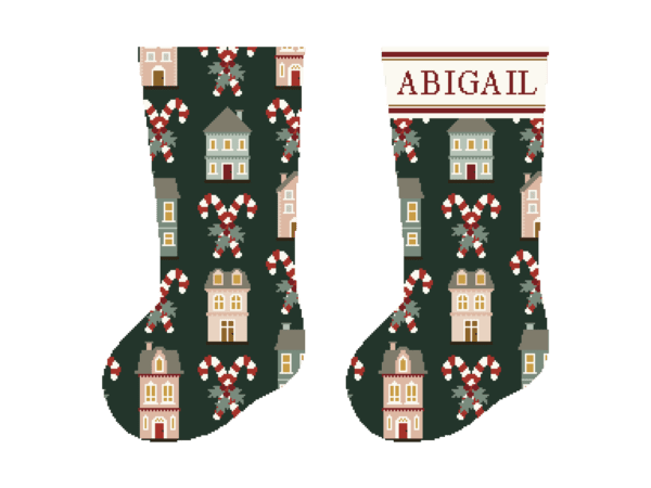 Houses & Candy Canes Christmas Stocking